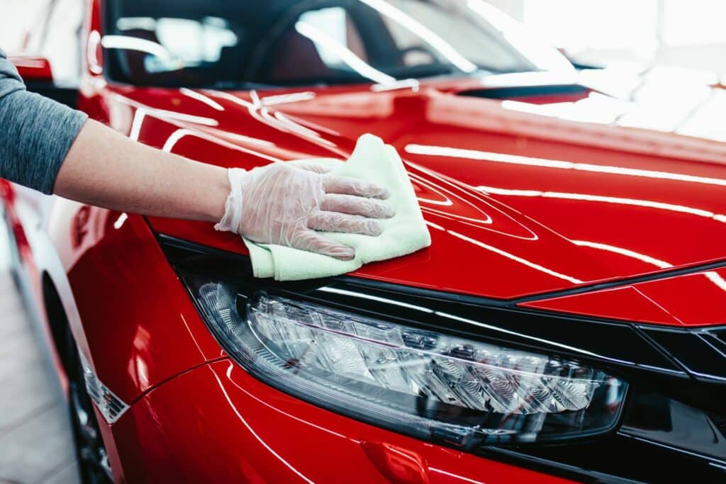 Sparkling clean car achieved through mobile car valeting in Cardiff.